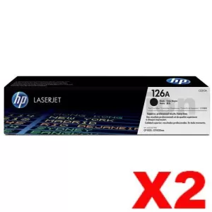 2 x HP CE310A (126A) Genuine Black Toner Cartridge  - 1,200 Pages