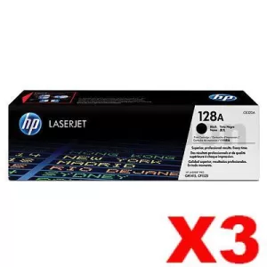 3 x HP CE320A (128A) Genuine Black Toner Cartridge - 2,000 Pages