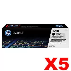 5 x HP CE320A (128A) Genuine Black Toner Cartridge - 2,000 Pages