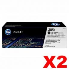 2 x HP CE410X (305X) Genuine Black Toner Cartridge - 4,000 Pages