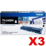 3 x Brother TN-240BK Genuine Black Toner Cartridge - 2,200 pages