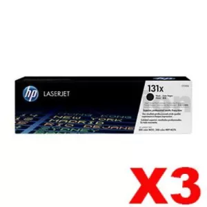 3 x HP CF210X (131X) Genuine Black High Yield Toner Cartridge - 2,400 Pages
