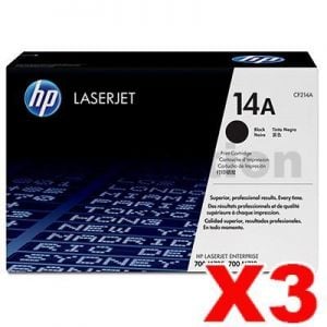 3 x HP CF214A (14A) Genuine Black Toner Cartridge - 10,000 Pages