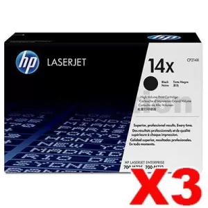 3 x HP CF214X (14X) Genuine Black Toner Cartridge - 17,500 Pages