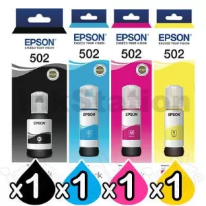 4-Pack Genuine Epson T502 EcoTank Ink Bottles [BK+C+M+Y]