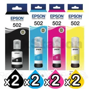 8-Pack Genuine Epson T502 EcoTank Ink Bottles [2BK+2C+2M+2Y]