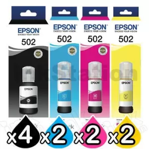 10-Pack Genuine Epson T502 EcoTank Ink Bottles [4BK+2C+2M+2Y]