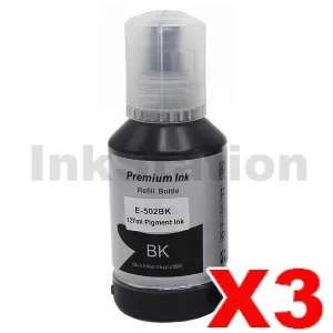 3 x Compatible for Epson T502 Black Ink Bottle [C13T03K192]