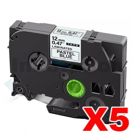 Brother 5 x TZe-MQ531 Compatible 12mm Black on Pastel Blue Laminated ...