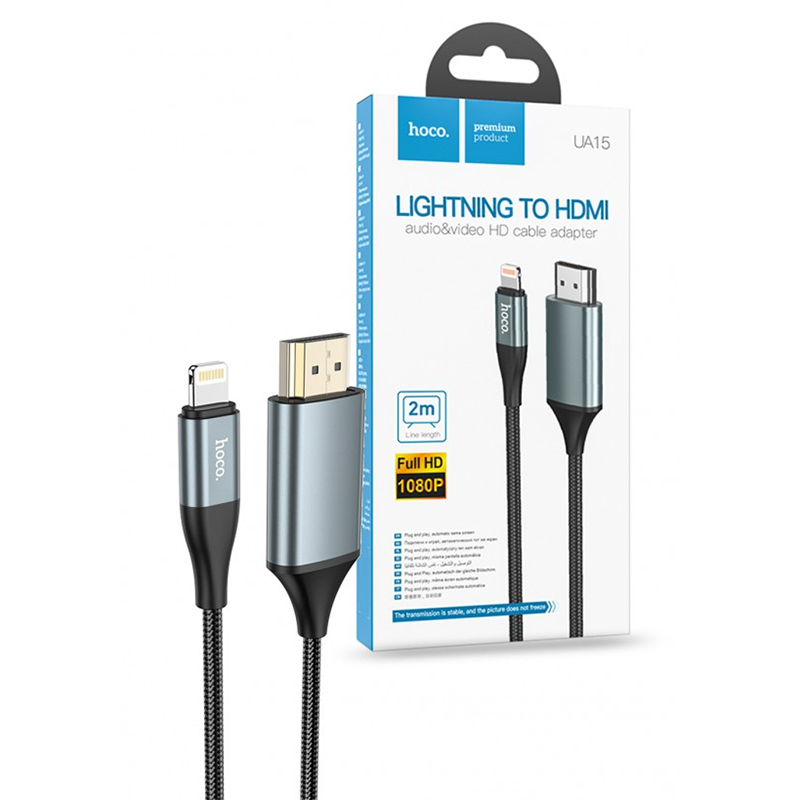 Hoco Lightning To HDMI Audio & Video 1080P Full HD Cable UA15 - 2m - Ink  Station