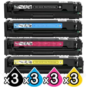 3 Sets of 4 Pack HP 206X W2110X-W2113X Compatible High Yield Toner Cartridges [3BK,3C,3M,3Y]