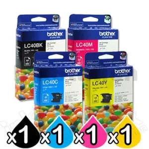 4 Pack Genuine Brother LC-40 Ink Combo [BK+C+M+Y]