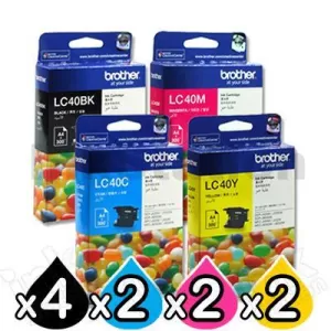 10 Pack Genuine Brother LC-40 Ink Combo [4BK+2C+2M+2Y]