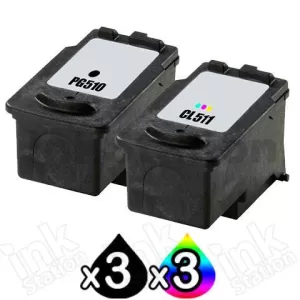 6 Pack Canon PG-510 & CL-511 Compatible Value Pack [3BK,3C]
