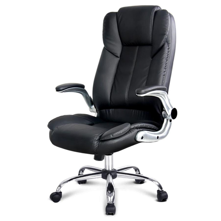 High Back Executive Office Chair Lumbar Support Chrome Base Double