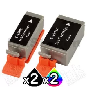 4 Pack Canon BCI-15BK BCI-16C Compatible Value Pack for i70, i80, PIXMA iP90, iP90V [2BK,2C]
