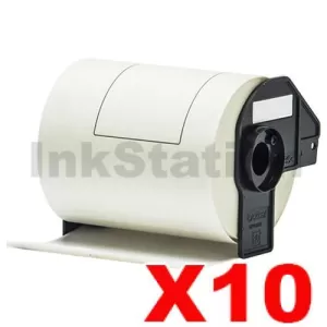10 x Compatible Brother DK-11247 Black Text on White 103mm x 164mm Die-Cut Paper Label Roll - 180 labels per roll