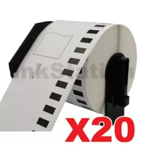 20 x Compatible Brother DK-22251 Black & Red Text on White Continuous Label Roll 62mm x 15.24m