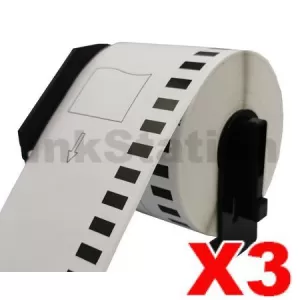 3 x Compatible Brother DK-22251 Black & Red Text on White Continuous Label Roll 62mm x 15.24m