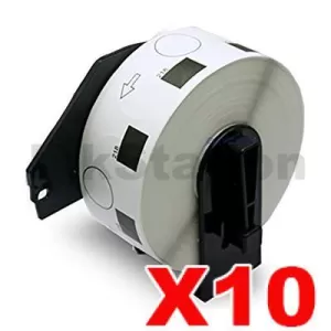 10 x Compatible Brother DK-11218 Black Text on White 24mm Diameter Die-Cut Paper Label Roll - 1000 labels per roll