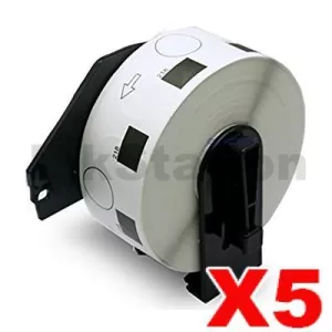 5 x Compatible Brother DK-11218 Black Text on White 24mm Diameter Die-Cut Paper Label Roll - 1000 labels per roll