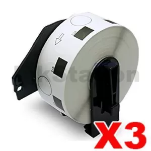 3 x Compatible Brother DK-11218 Black Text on White 24mm Diameter Die-Cut Paper Label Roll - 1000 labels per roll