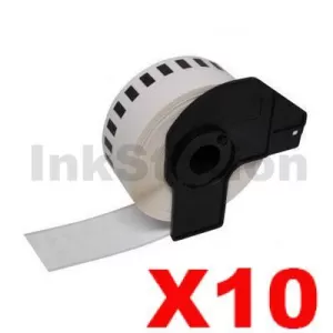 10 x Compatible Brother DK-22214 Black Text on White Continuous Paper Label Roll 12mm x 30.48m