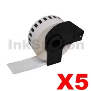 5 x Compatible Brother DK-22214 Black Text on White Continuous Paper Label Roll 12mm x 30.48m