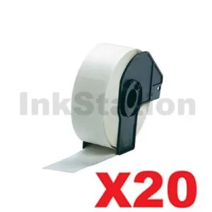 20 x Compatible Brother DK-22210 Black Text on White Continuous Paper Label Roll 29mm x 30.48m