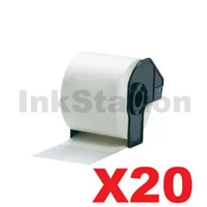 20 x Compatible Brother DK-11209 Black Text on White Die-Cut Paper Label Roll 29mm x 62mm - 800 labels per roll