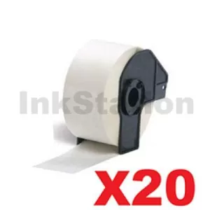 20 x Compatible Brother DK-11208 Black Text on White Die-Cut Paper Label Roll 38mm x 90mm  - 400 labels per roll
