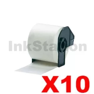 10 x Compatible Brother DK-11209 Black Text on White Die-Cut Paper Label Roll 29mm x 62mm - 800 labels per roll