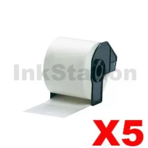 5 x Compatible Brother DK-11209 Black Text on White Die-Cut Paper Label Roll 29mm x 62mm - 800 labels per roll