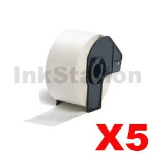 5 x Compatible Brother DK-11208 Black Text on White Die-Cut Paper Label Roll 38mm x 90mm  - 400 labels per roll