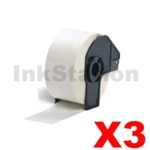 3 x Compatible Brother DK-11208 Black Text on White Die-Cut Paper Label Roll 38mm x 90mm  - 400 labels per roll