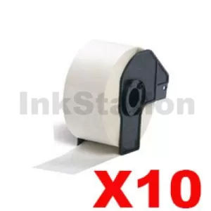 10 x Compatible Brother DK-11208 Black Text on White Die-Cut Paper Label Roll 38mm x 90mm  - 400 labels per roll