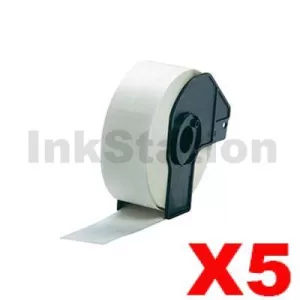 5 x Compatible Brother DK-11201 Black Text on White 29mm x 90mm Die-Cut Paper Label Roll - 400 labels per roll