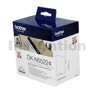 Genuine Brother DK-N55224 Black Text on White Continuous Paper Label Roll Non-Adhesive 54mm x 30.48m