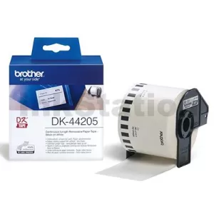 Genuine Brother DK-44205 Removable Black Text on White Continuous Paper Label Roll 62mm x 30.48m