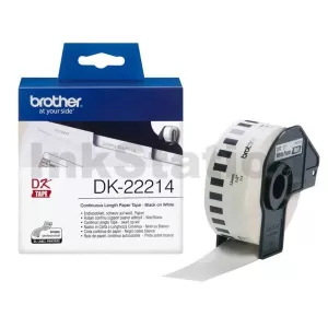 Genuine Brother DK-22214 Black Text on White Continuous Paper Label Roll 12mm x 30.48m