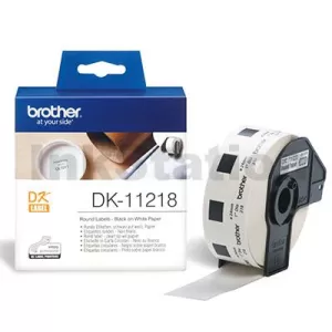 Genuine Brother DK-11218 Black Text on White 24mm Diameter Die-Cut Paper Label Roll - 1000 labels per roll
