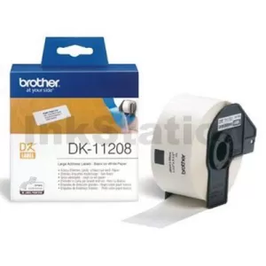 Genuine Brother DK-11208 Black Text on White Die-Cut Paper Label Roll 38mm x 90mm  - 400 labels per roll