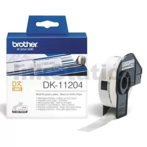 Genuine Brother DK-11204 Black Text on White Die-Cut Paper Label Roll 17mm x 54mm - 400 labels per roll