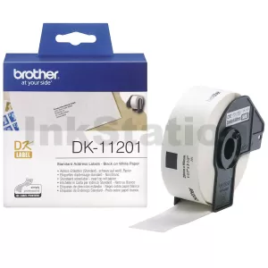 Genuine Brother DK-11201 Black Text on White 29mm x 90mm Die-Cut Paper Label Roll - 400 labels per roll