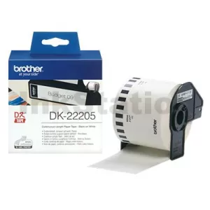 Genuine Brother DK-22205 Black Text on White Continuous Paper Label Roll 62mm x 30.48m