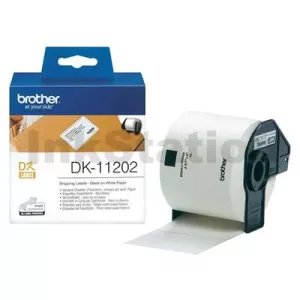 Genuine Brother DK-11202 Black Text on White Die-Cut Paper Label Roll 62mm x 100mm - 300 labels per roll
