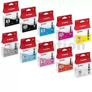 10-Pack Genuine Canon PGI-72 Ink Combo [MBK+PBK+C+M+Y+GY+PC+PM+R+CO]