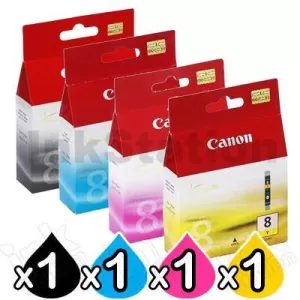4 Pack Genuine Canon CLI-8 Inkjet Set [BK+C+M+Y]