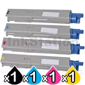 4 Pack OKI C3530MFP, C3520MFP Compatible Toner Cartridges (43459325-43459328)