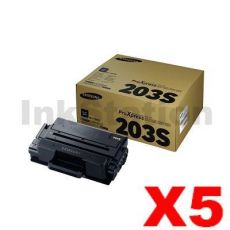 5 x Genuine Samsung SLM3820 / SLM3870 / SLM4020 / SLM4070 (MLT-D203S 203S) Standard Yield Black Toner SU909A - 3,000 pages